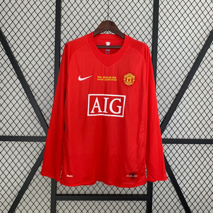 Retro Long Sleeve Manchester United 07/08 Champions League version Home Kit