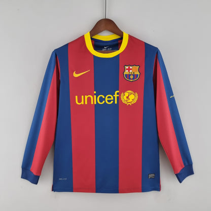 Retro Barcelona Long Sleeve 10/11 UEFA Champions League Home Kit