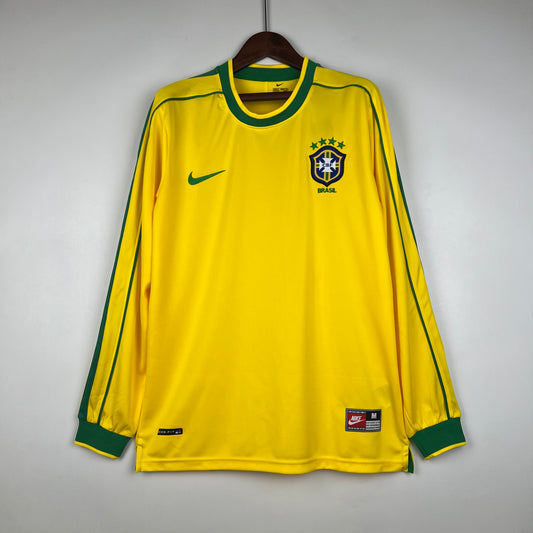 Retro Long Sleeve Brazil 1998 Home Kit