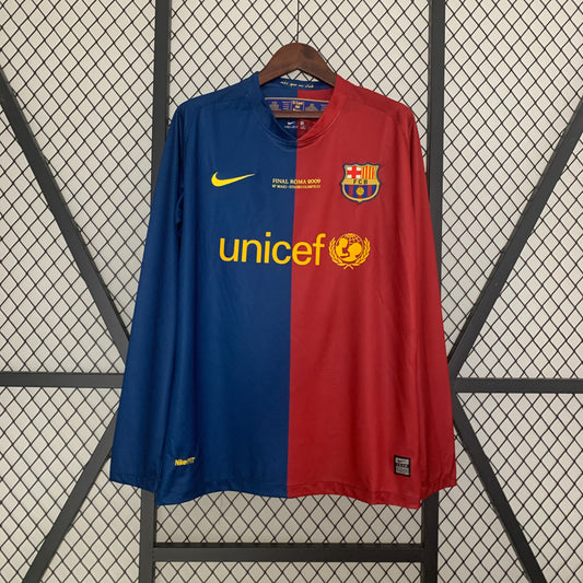 Retro Long Sleeves Barcelona 08/09 Champions League Home Kit