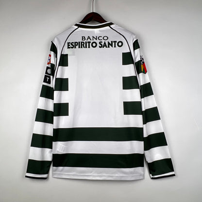 Retro Long Sleeve Sporting Lisbon 01/03 Home Kit